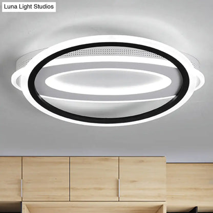 DecorBites™ DecorBites™ Contemporary LED White Ceiling Lamp - Elliptical Metal Flush Light, White/Warm Light, 16.5"/19.5"/23.5" Wide