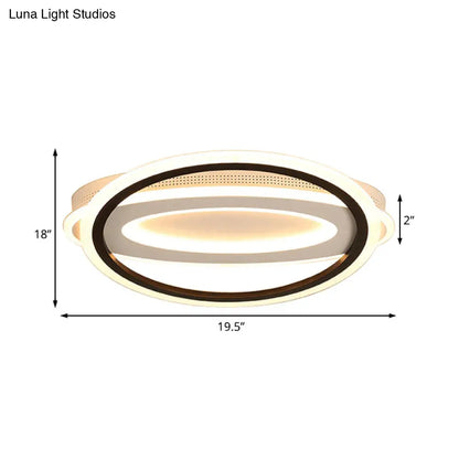 DecorBites™ DecorBites™ Contemporary LED White Ceiling Lamp - Elliptical Metal Flush Light, White/Warm Light, 16.5"/19.5"/23.5" Wide