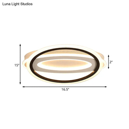 DecorBites™ DecorBites™ Contemporary LED White Ceiling Lamp - Elliptical Metal Flush Light, White/Warm Light, 16.5"/19.5"/23.5" Wide