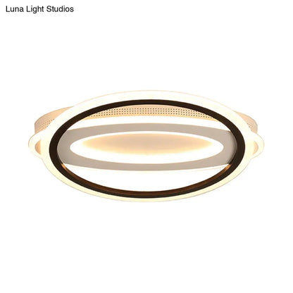 DecorBites™ DecorBites™ Contemporary LED White Ceiling Lamp - Elliptical Metal Flush Light, White/Warm Light, 16.5"/19.5"/23.5" Wide