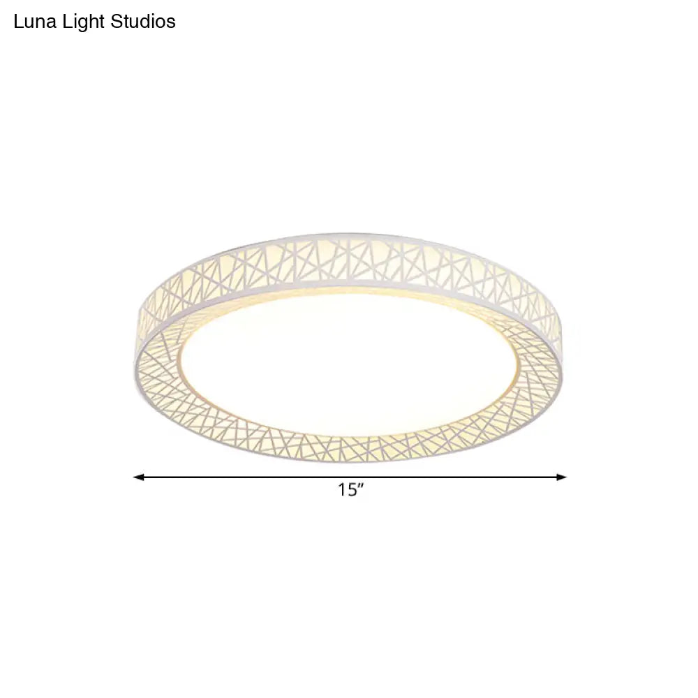 DecorBites™ Contemporary LED White Flush Mount Lamp for Bedroom - 15"/19"/23" Wide Ring Acrylic Flush Lighting Fixture