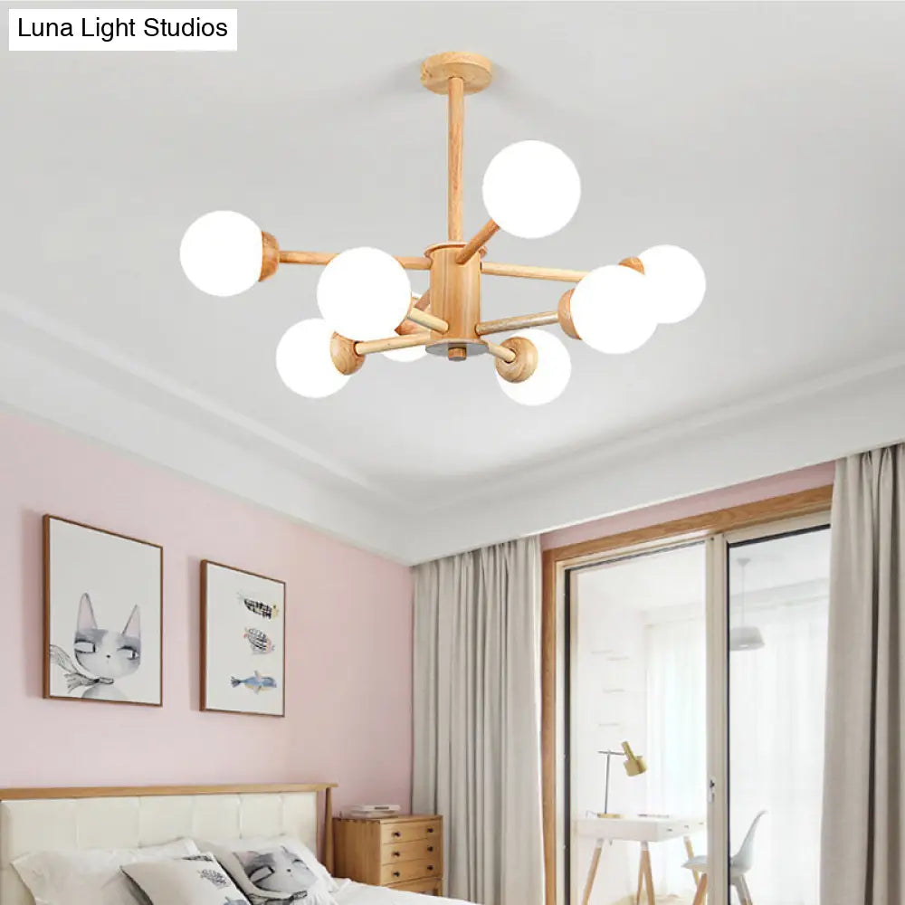 Contemporary LED Wooden Chandelier for Living Room Ceiling