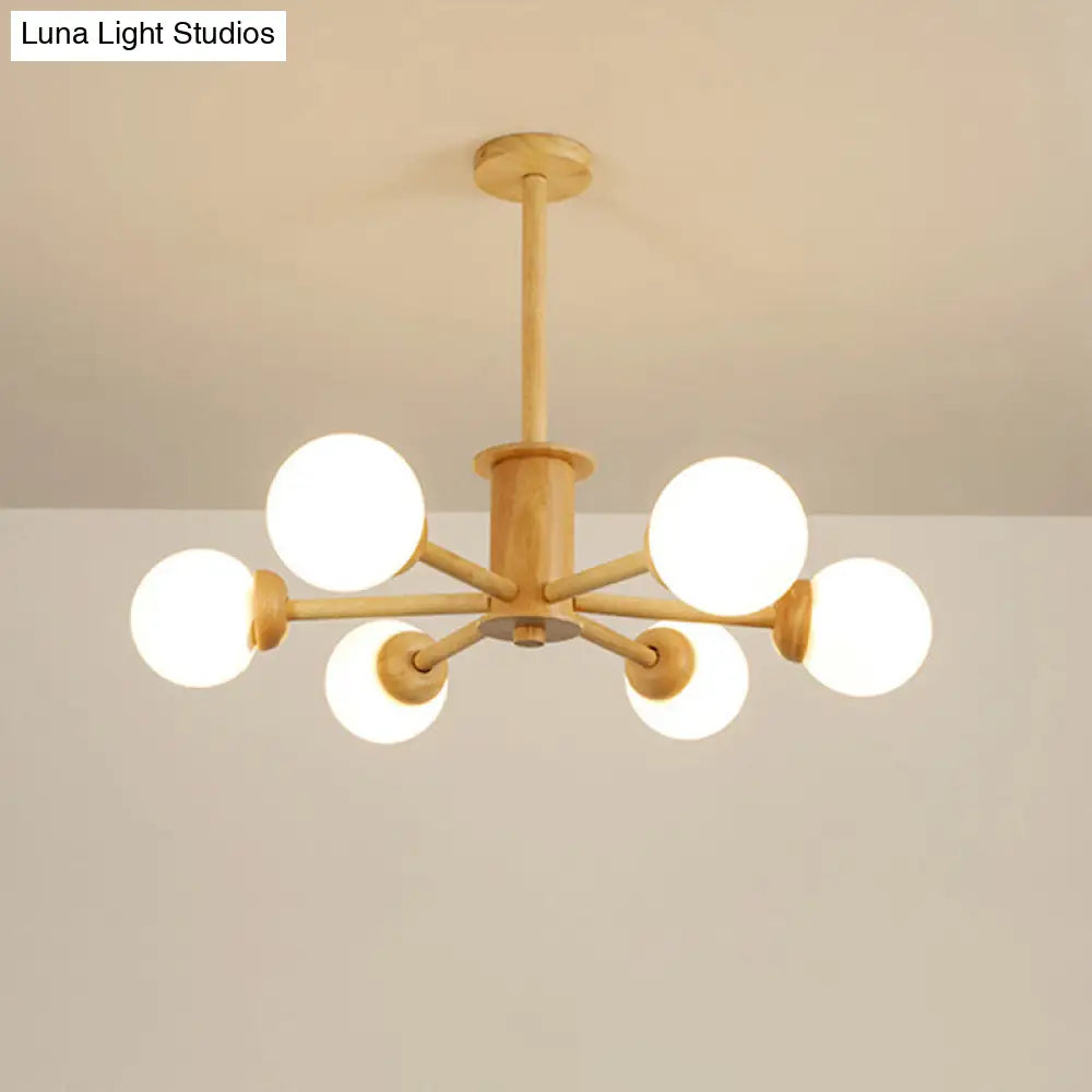 Contemporary LED Wooden Chandelier for Living Room Ceiling