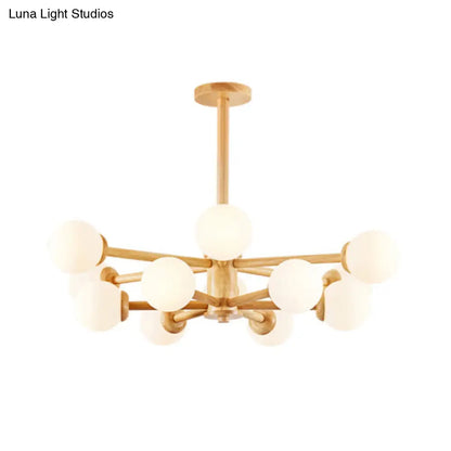 Contemporary LED Wooden Chandelier for Living Room Ceiling