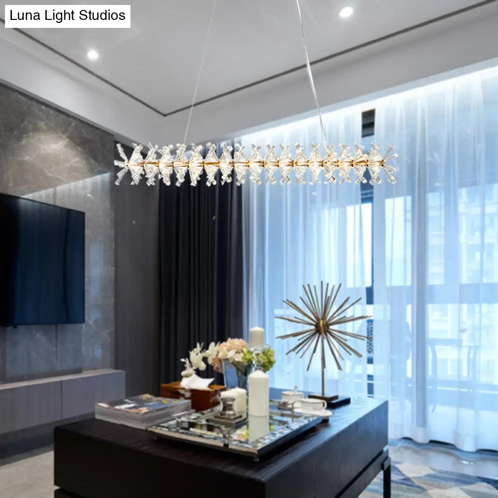 DecorBites™ Contemporary Linear Crystal Island Lamp with 16 Hanging Lights - Perfect for Living Room