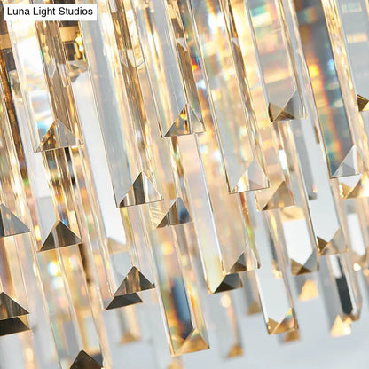 Lámpara colgante contemporánea para sala de estar - Araña rectangular de cristal gris con capas (8/12 luces)