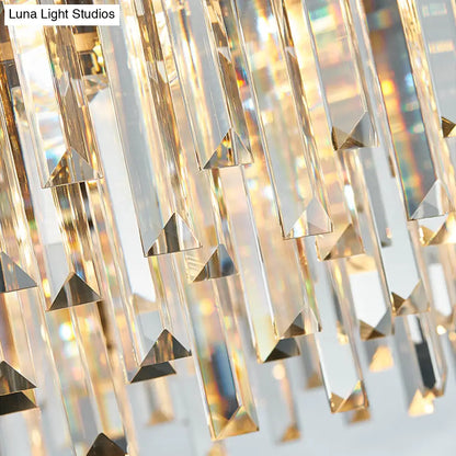 Lámpara colgante contemporánea para sala de estar - Araña rectangular de cristal gris con capas (8/12 luces)