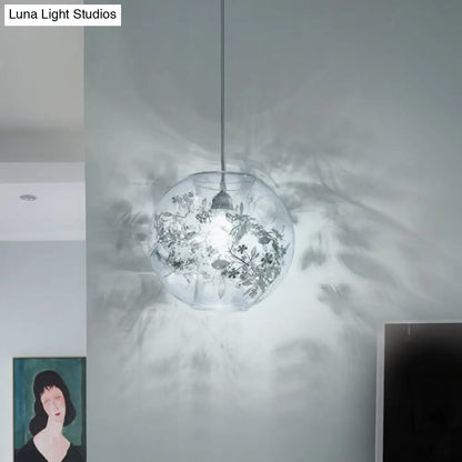 Contemporary Living Room Pendant Light with Transparent Glass Shade