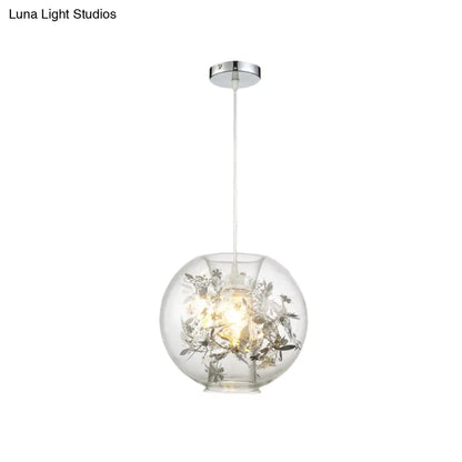 Contemporary Living Room Pendant Light with Transparent Glass Shade