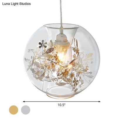 Contemporary Living Room Pendant Light with Transparent Glass Shade