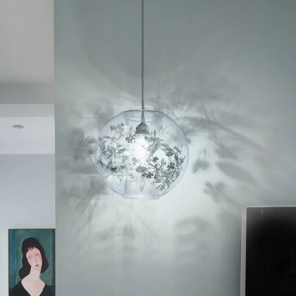 Contemporary Living Room Pendant Light with Transparent Glass Shade