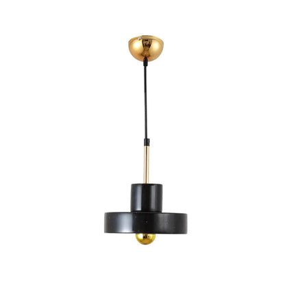 Contemporary Marble Drum Pendant Lamp - 1 Light Bedroom Ceiling Fixture (Black/White/Pink)