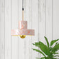 Contemporary Marble Drum Pendant Lamp - 1 Light Bedroom Ceiling Fixture (Black/White/Pink)