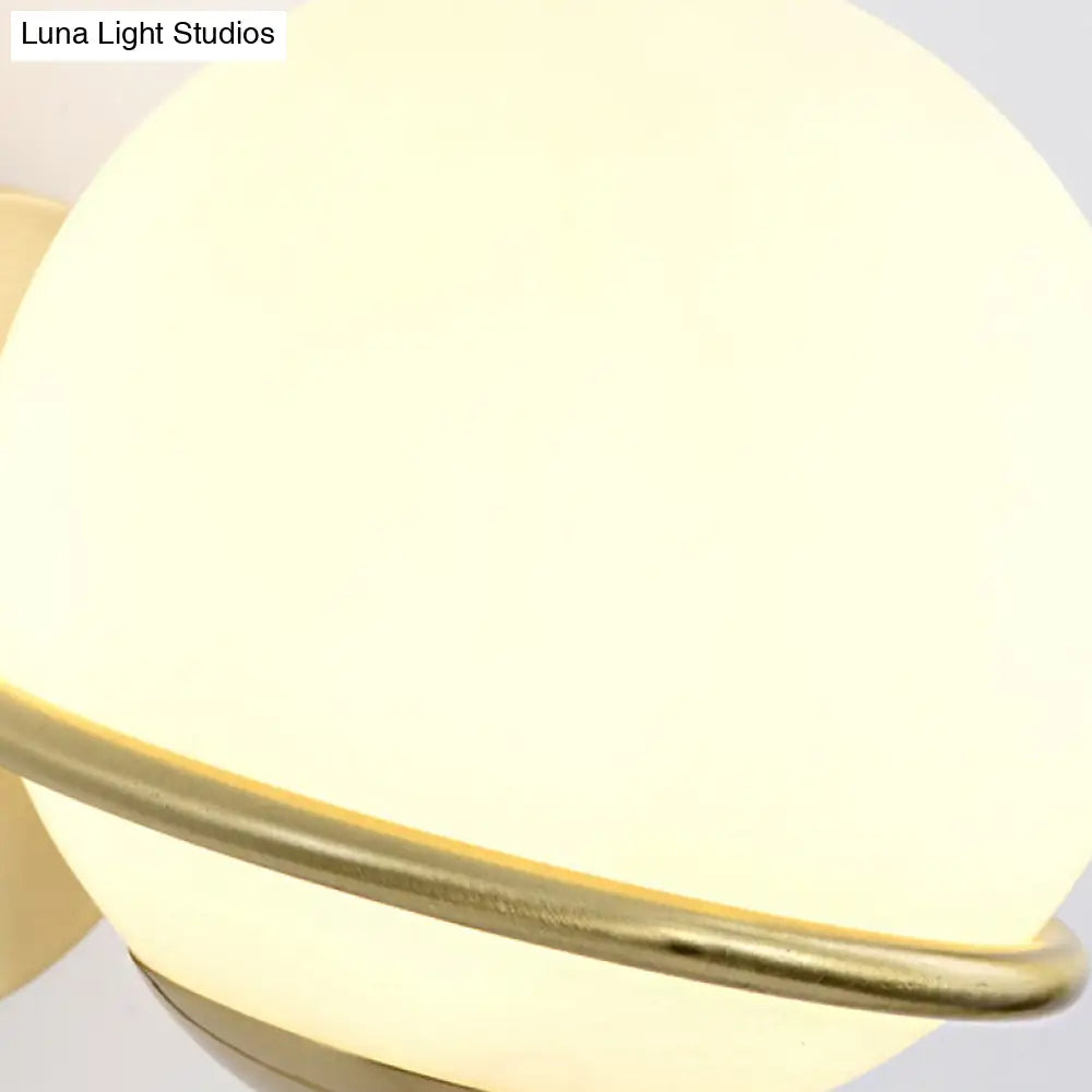 DecorBites™ DecorBites™ Contemporary Matte White Glass Brass Wall Sconce Light Fixture