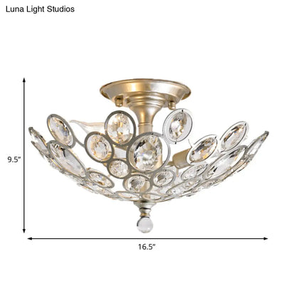 Lámpara de techo empotrada DecorBites™ contemporánea de metal y cristal (3 luces) en color plata
