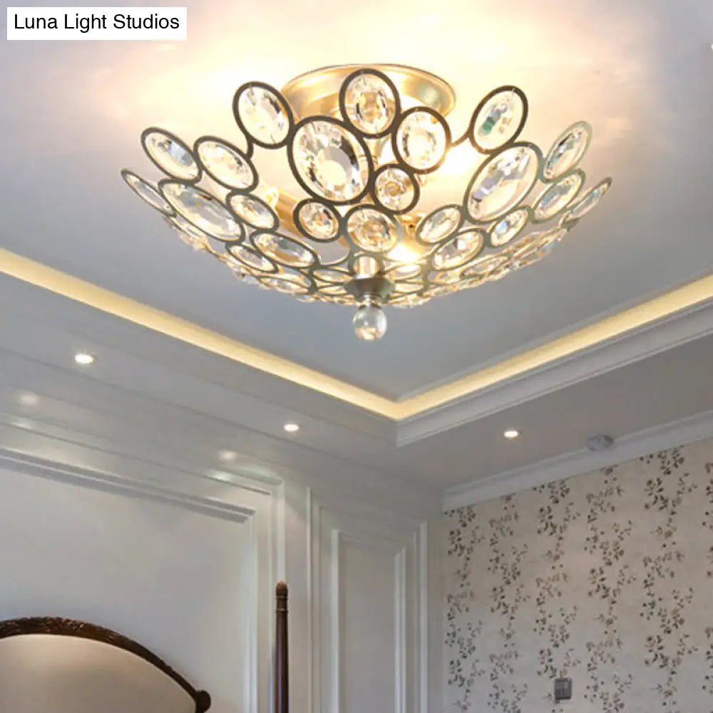 Lámpara de techo empotrada DecorBites™ contemporánea de metal y cristal (3 luces) en color plata