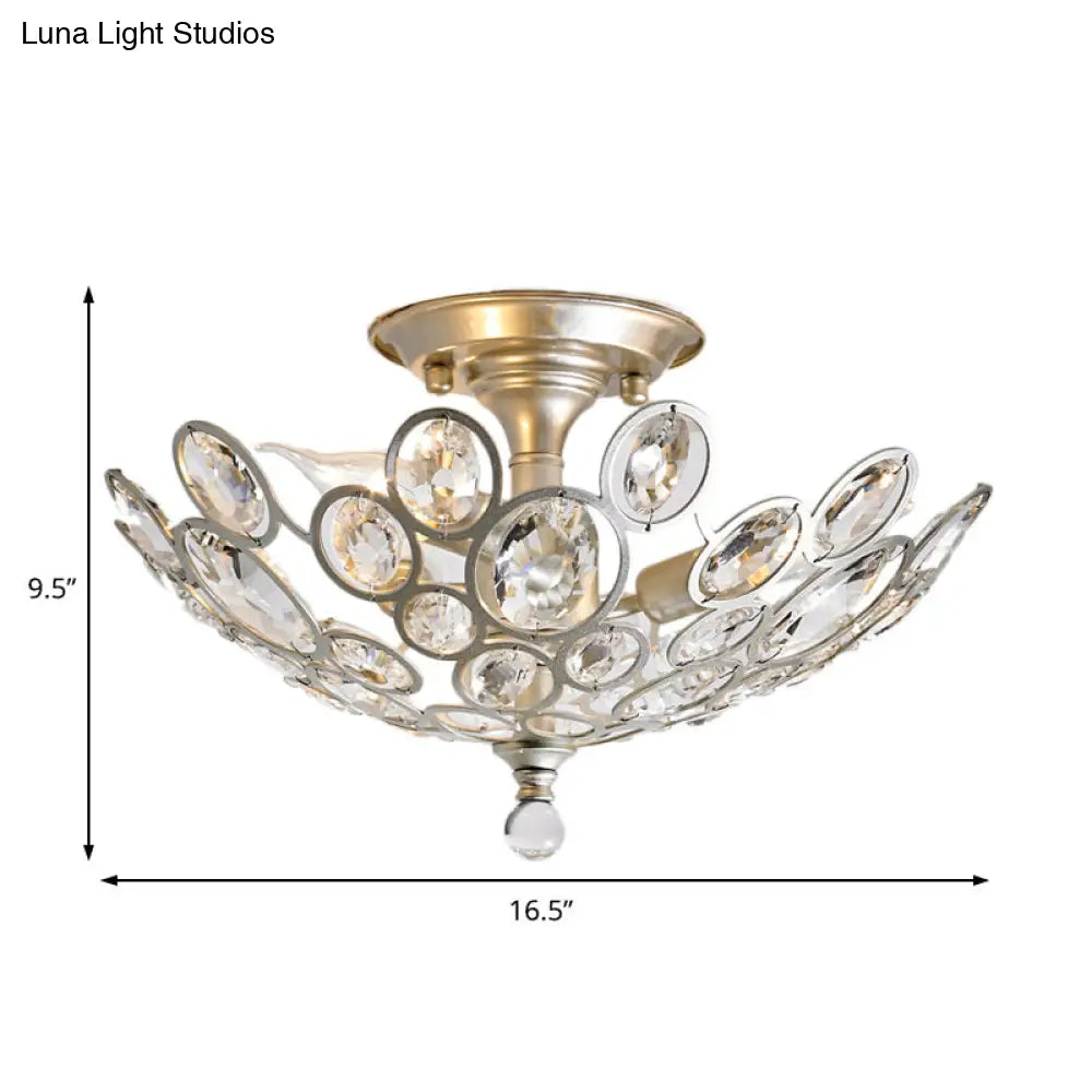 Lámpara de techo empotrada DecorBites™ contemporánea de metal y cristal (3 luces) en color plata