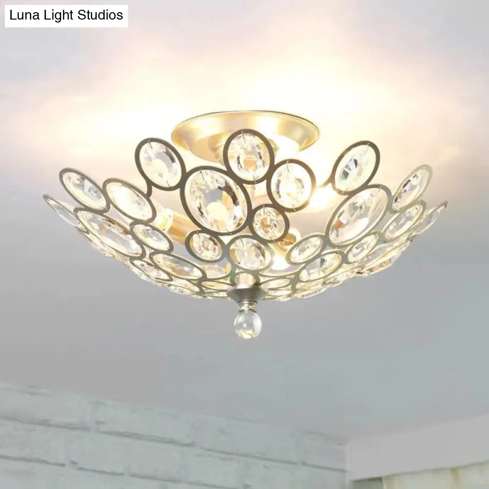 Lámpara de techo empotrada DecorBites™ contemporánea de metal y cristal (3 luces) en color plata