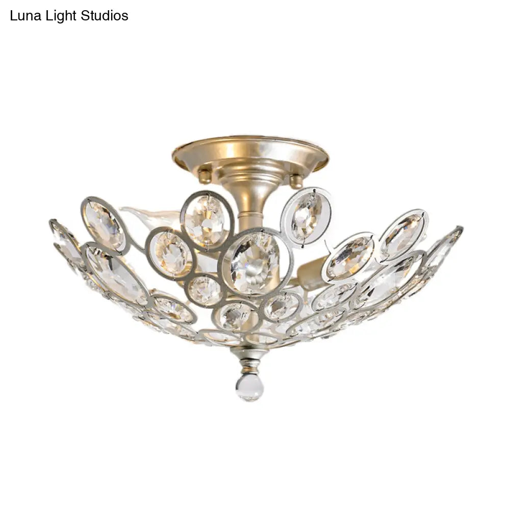 Lámpara de techo empotrada DecorBites™ contemporánea de metal y cristal (3 luces) en color plata