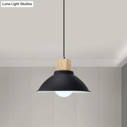 Contemporary Metal and Wood Hanging Pendant Ceiling Light in Black