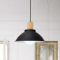 Contemporary Metal and Wood Hanging Pendant Ceiling Light in Black