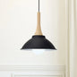 Contemporary Metal and Wood Hanging Pendant Ceiling Light in Black