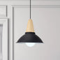 Contemporary Metal and Wood Hanging Pendant Ceiling Light in Black