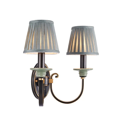 DecorBites™ DecorBites™ Contemporary Metal Arched Wall Light: 1 Head Black Sconce with Tapered Pleated Fabric Shade