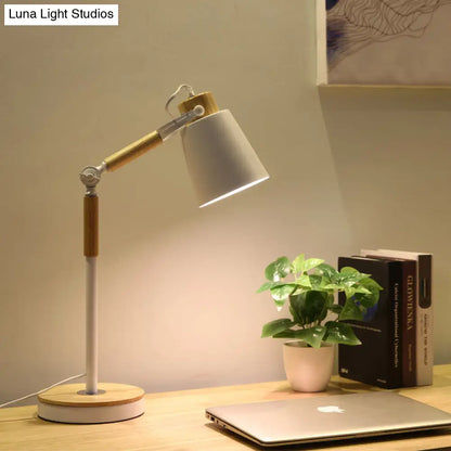 مصباح مكتبي معاصر على شكل جرس معدني - مصباح طاولة ليلي أسود/أبيض بمصباح واحد