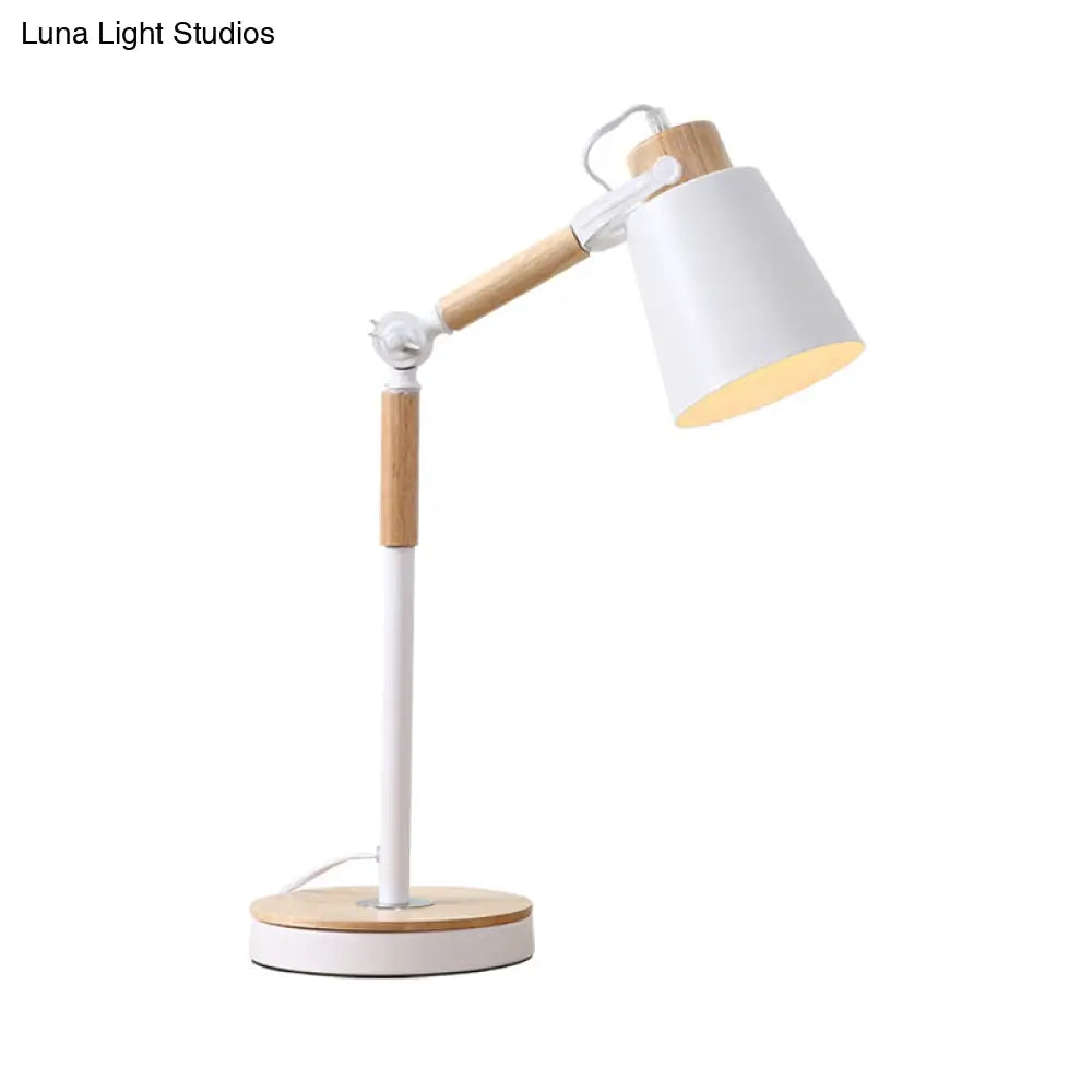 مصباح مكتبي معاصر على شكل جرس معدني - مصباح طاولة ليلي أسود/أبيض بمصباح واحد