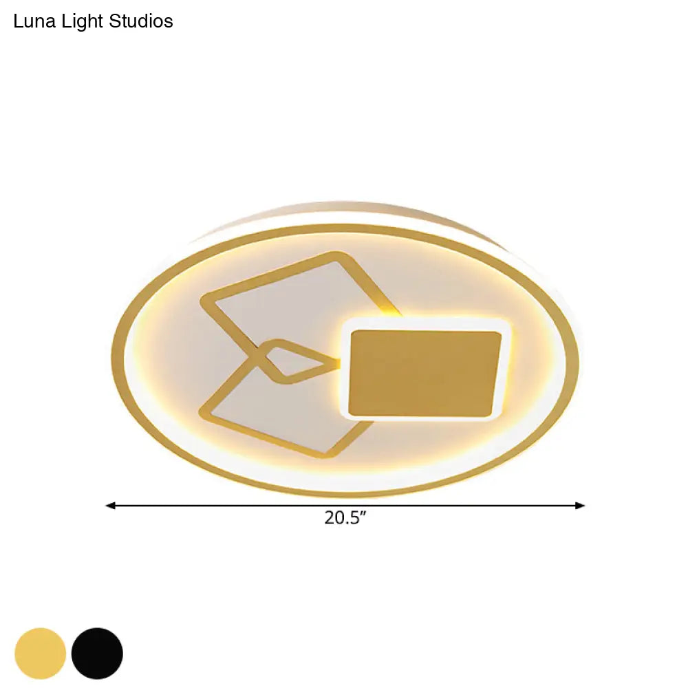 DecorBites™ DecorBites™ Contemporary Metal Black/Gold LED Flush Mount Ceiling Lamp - 16.5"/20.5" Wide - Warm/White Light