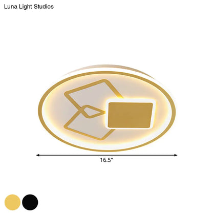 DecorBites™ DecorBites™ Contemporary Metal Black/Gold LED Flush Mount Ceiling Lamp - 16.5"/20.5" Wide - Warm/White Light