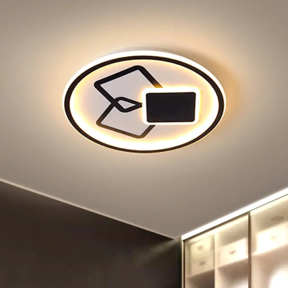 DecorBites™ DecorBites™ Contemporary Metal Black/Gold LED Flush Mount Ceiling Lamp - 16.5"/20.5" Wide - Warm/White Light