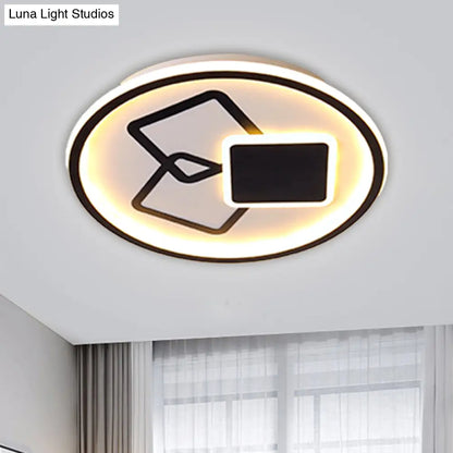 DecorBites™ DecorBites™ Contemporary Metal Black/Gold LED Flush Mount Ceiling Lamp - 16.5"/20.5" Wide - Warm/White Light