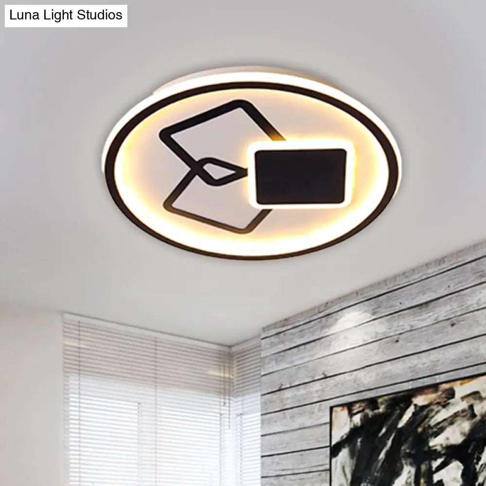 DecorBites™ DecorBites™ Contemporary Metal Black/Gold LED Flush Mount Ceiling Lamp - 16.5"/20.5" Wide - Warm/White Light