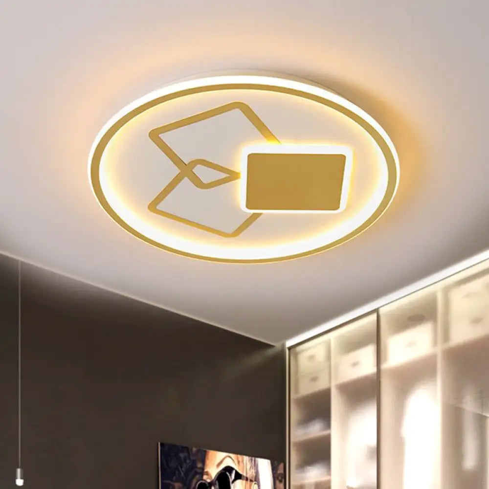 DecorBites™ DecorBites™ Contemporary Metal Black/Gold LED Flush Mount Ceiling Lamp - 16.5"/20.5" Wide - Warm/White Light