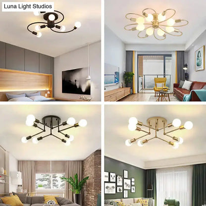 DecorBites™ DecorBites™ Contemporary Metal Branching Chandelier – Stylish Semi Flush Ceiling Light for Living Room