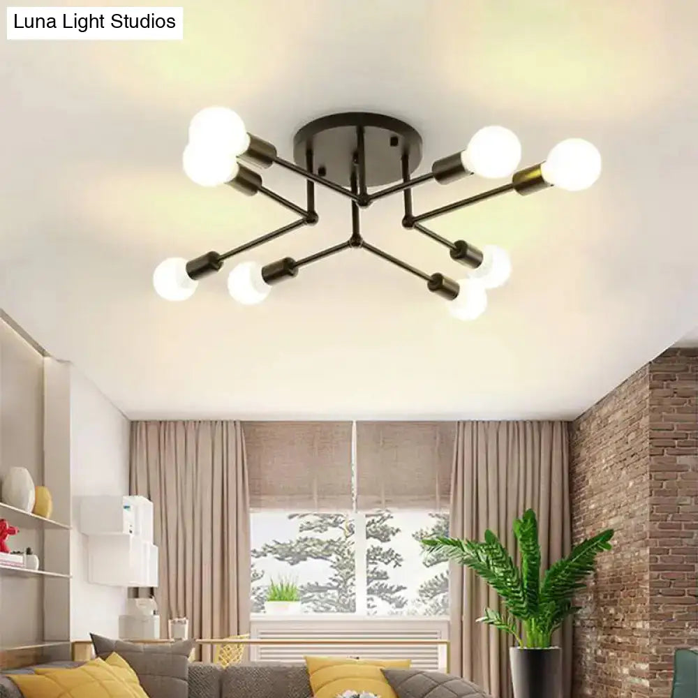 DecorBites™ DecorBites™ Contemporary Metal Branching Chandelier – Stylish Semi Flush Ceiling Light for Living Room