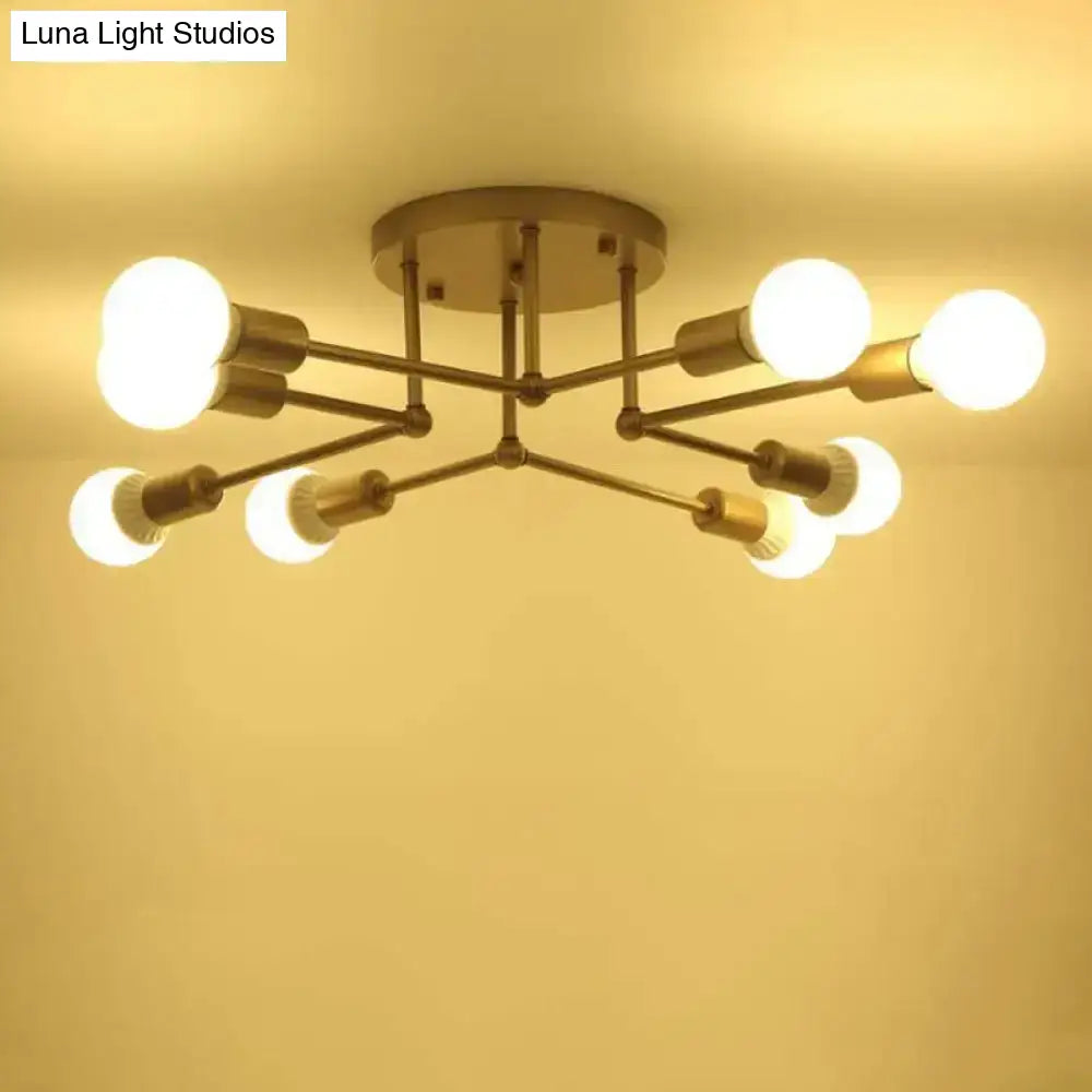 DecorBites™ DecorBites™ Contemporary Metal Branching Chandelier – Stylish Semi Flush Ceiling Light for Living Room