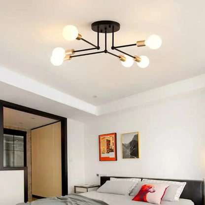 DecorBites™ DecorBites™ Contemporary Metal Branching Chandelier – Stylish Semi Flush Ceiling Light for Living Room