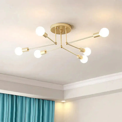 DecorBites™ DecorBites™ Contemporary Metal Branching Chandelier – Stylish Semi Flush Ceiling Light for Living Room