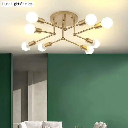 DecorBites™ DecorBites™ Contemporary Metal Branching Chandelier – Stylish Semi Flush Ceiling Light for Living Room