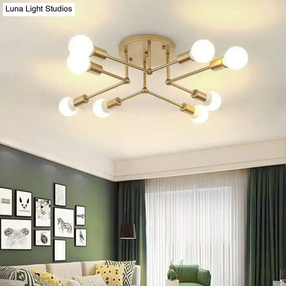 DecorBites™ DecorBites™ Contemporary Metal Branching Chandelier – Stylish Semi Flush Ceiling Light for Living Room
