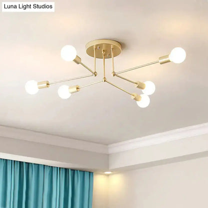 DecorBites™ DecorBites™ Contemporary Metal Branching Chandelier – Stylish Semi Flush Ceiling Light for Living Room