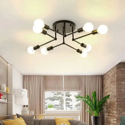 DecorBites™ DecorBites™ Contemporary Metal Branching Chandelier – Stylish Semi Flush Ceiling Light for Living Room