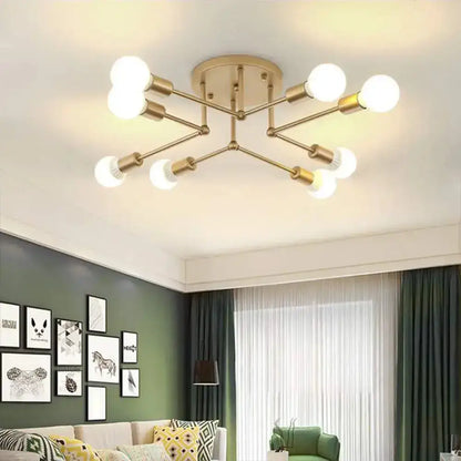 DecorBites™ DecorBites™ Contemporary Metal Branching Chandelier – Stylish Semi Flush Ceiling Light for Living Room