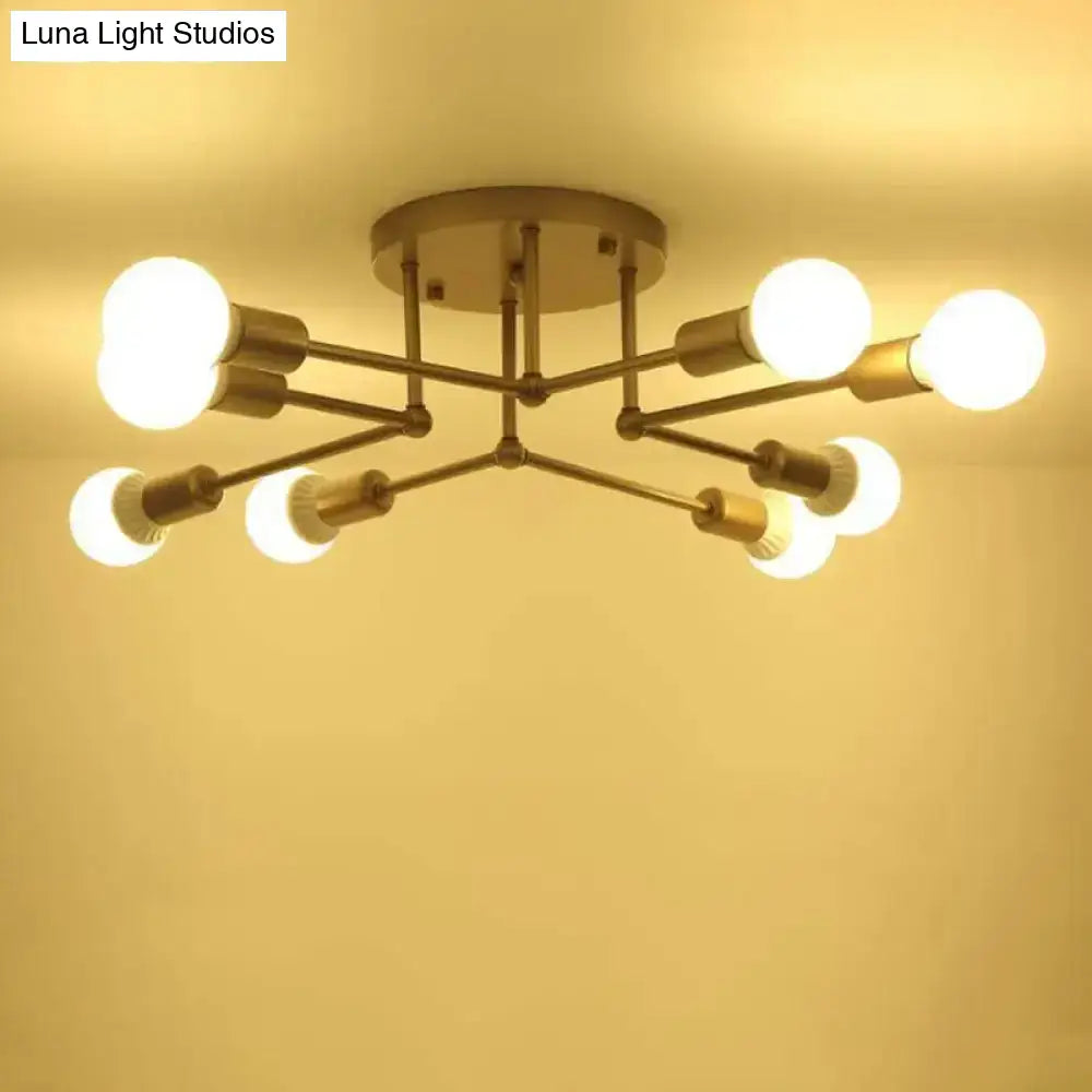 DecorBites™ DecorBites™ Contemporary Metal Branching Chandelier – Stylish Semi Flush Ceiling Light for Living Room