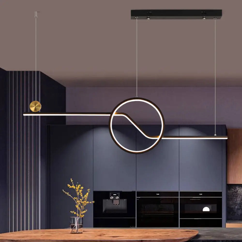 ديكوربايتس™ مصباح سقف معدني معاصر مع مصباح جزيرة LED باللون الأسود لغرفة الطعام، إضاءة دافئة/بيضاء