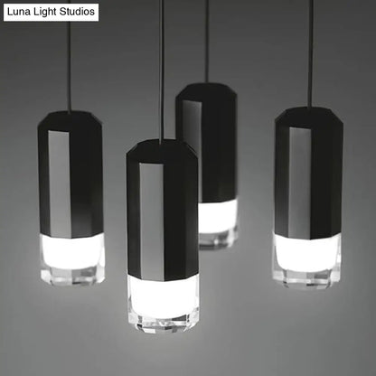 Contemporary Metal Ceiling Pendant Light, Line Hanging 1/3/9 Light Black Design for Living Room