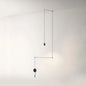 Contemporary Metal Ceiling Pendant Light, Line Hanging 1/3/9 Light Black Design for Living Room